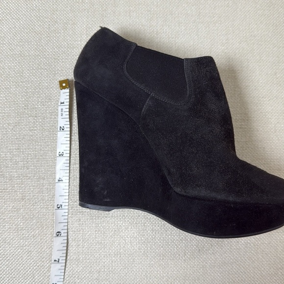 Prada Suede Peep Toe Ankle Boot Wedges - Picture 10 of 11